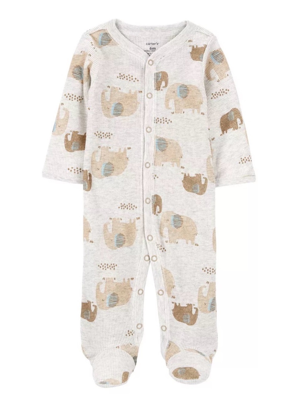 Carter's Neutral Elephant Print Footed One-Piece